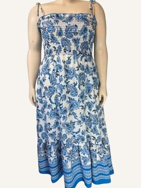 Haptics Blue Paisley Maxi Dress 2XL Coastal Cowgirl Boho NWT